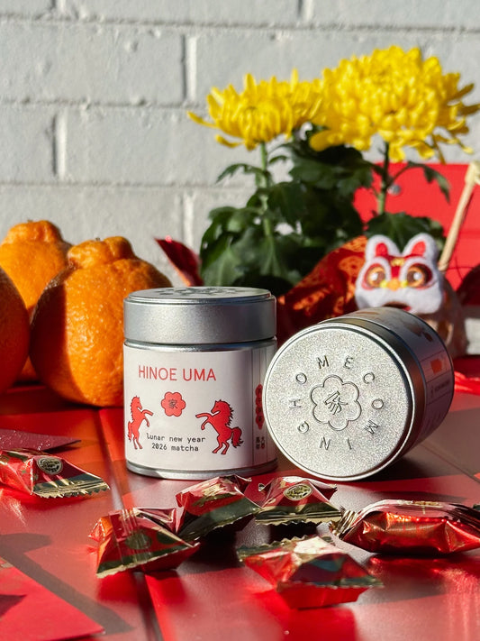 Homecoming Matcha 2026 Lunar New Year Hinoe Uma tin