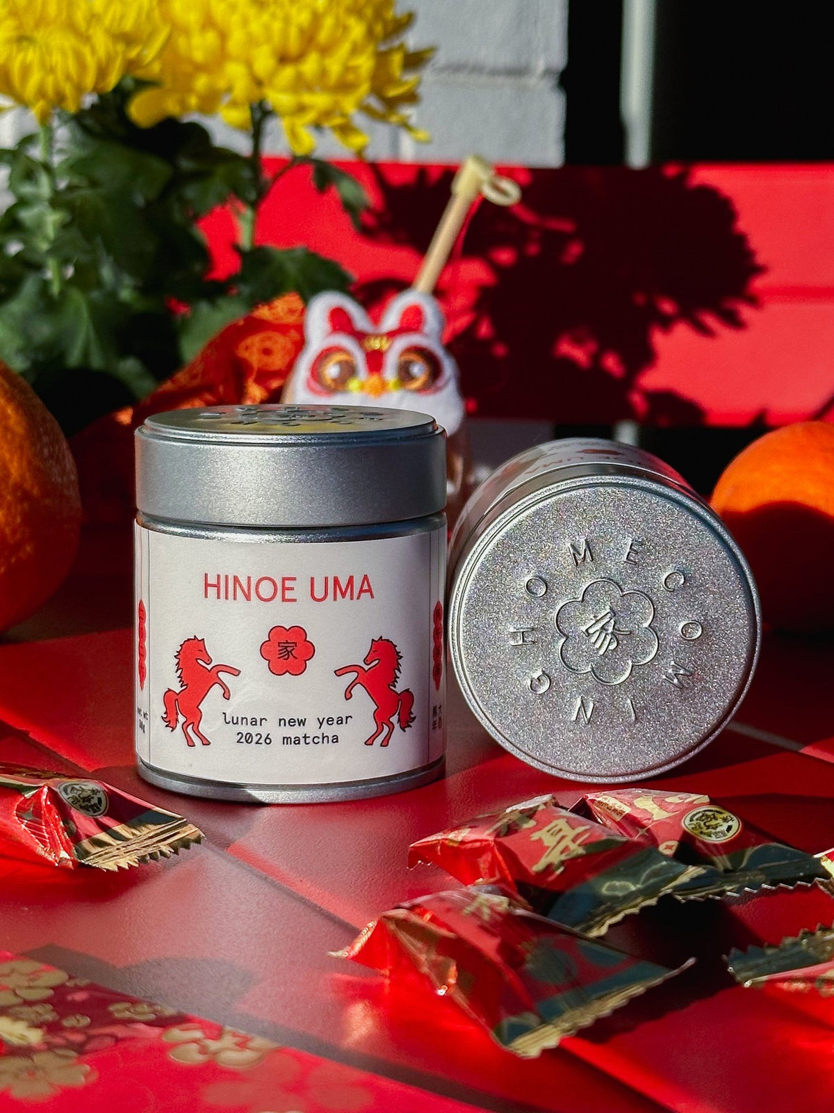 Lunar New Year matcha tin, Year of the Fire Horse